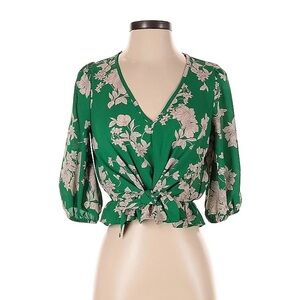 Sienna Sky Green Floral Tie-Front Blouse